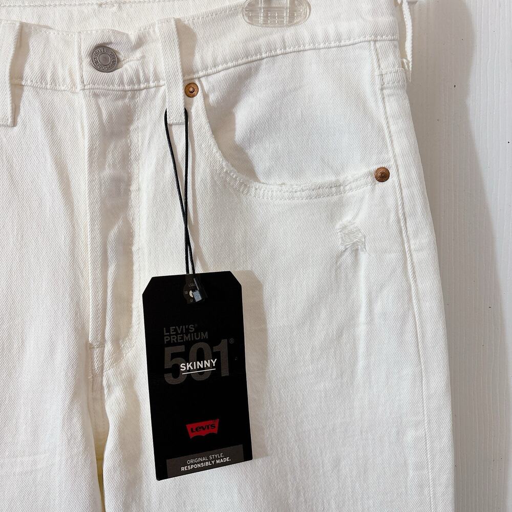 Levi's 501 Premium Womens High Rise Coastal Resort Distressed Hem Beach Party - Picture 4 of 10